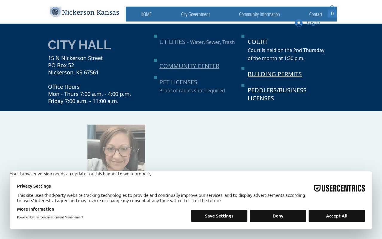 Reno County court calendar source for Nickerson City Hall