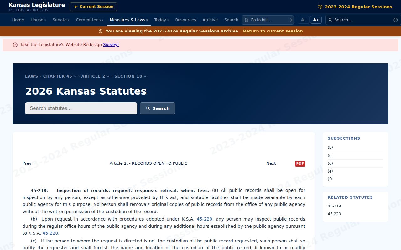 Reno County court record inspection law source