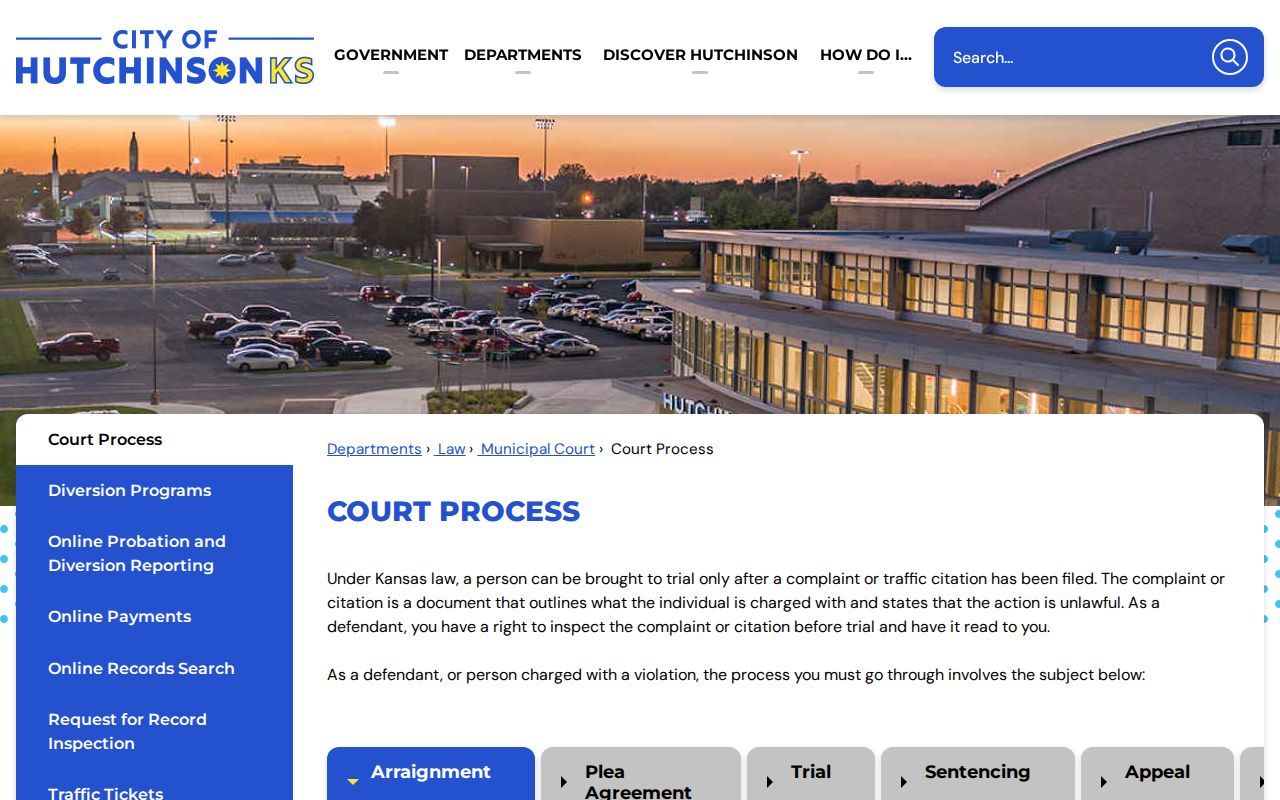 Reno County traffic ticket court process in Hutchinson